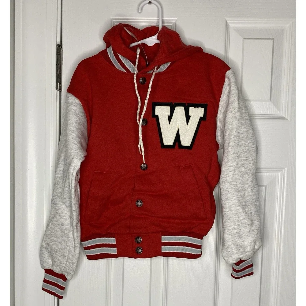 NCAA Youth Wisconsin Badgers Hooded Sweatshirt Third Street Logo‎ Red Size 6-8